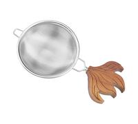 Hemobllo Passoire à Thé Filtre Fin Créative en Acier Inoxydable Manche en Bois Forme Queue de Poisson pour Épices et Protection Brûlures, pour Chai et Cocktails