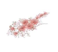 Hemobllo Patch Thermocollant Fleur Brodée Rose avec Strass et Perles Décoration DIY Couture pour Vêtements Sacs Chaussures et Chapeaux Écusson Motifs Thermocollants Résistants et Faciles à
