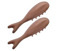 Hemobllo Peigne de Massage en Bois de Santal Massif Lot de 2 Peignes Ovales de Baleine à 22 Dents Brosse Démêlante et Soin du Cuir Chevelu Écologique et Adapté au Massage Quotidien