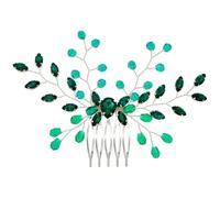 Hemobllo Peigne Latéral en Cristal Vert pour Mariée, Accessoire Cheveux Léger et Élégant, pour Mariage et Soirée, Style Lumineux et Adaptable