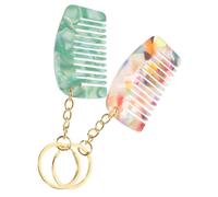 Hemobllo Peigne Porte-Clés à Dents Larges 2Pcs Mini Peigne Démêlant pour Cheveux Bouclés Portable Accessoire de Voyage