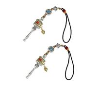 Hemobllo Pendentif Bouddhiste de Moulin à Prières 2 Pièces Feng Shui en Design Unique Vajra Accessoires de Voiture Porte-Clés pour Femme Protection et Chance