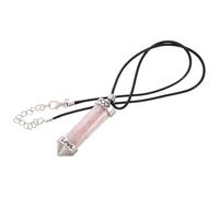 Hemobllo Pendentif Cristal Naturel Cœur Amour avec Bouteille Verre Double Bijou Chanceux Unisexe Rose Hexagonal pour Divination et Guérison