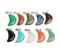 Hemobllo Pendentif de Croissant de Lune 10 Pièces en Pierre Naturelle | Quartz Véritable, Accessoire pour Création Bijoux, Usage Pendentif, Fêtes de Noël et Saint-valentin Couleur Aléatoire