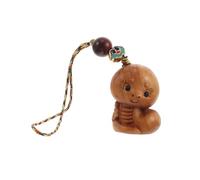 Hemobllo Pendentif de serpent sculpté en bois ornement de rétro sculpture miniature de serpent du chinois charmes de porte-clés chinois polyester Light Brown
