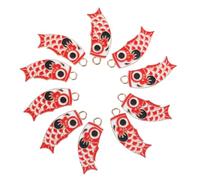 Hemobllo Pendentifs Carpe Japonerie Décoration Diy, Lot De 10 Breloques Pour Fabrication De Bijoux, Couleur Rouge Vif, Alliage Robuste, Accessoires Suspendus, Idée Présent Anniversaire Et Noël