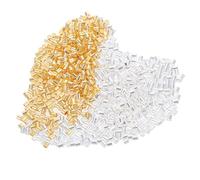 Hemobllo Perles à Écraser pour Bijoux Doré et Argenté Tubes de Sertissage pour Bracelets DIY Perles Espacement et Fixation Accessoires Créatifs