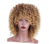 Hemobllo Perruque Courte Bouclée Mixte Blonde Pour Femme Synthétique Résistante Chaleur Look Naturel Pour Cosplay Quotidien Et Déguisement