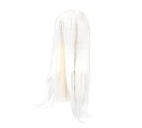 Hemobllo Perruque Homme Cosplay Cheveux Longs Raides Blanche Fibre Haute Température pour Costume Traditionnel Chinois