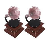 Hemobllo Phonographe Miniature Rétro pour Maison de Poupée Lot de 2 Pièces Décoration Vintage Victorien Instrument de Musique Miniature Accessoire Décoratif Compact et Détaillé
