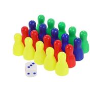 Hemobllo Pièces D’échecs en Plastique Colorées 20 Pièces 1 Dé, Accessoires de Jeu de Société Multicolores pour Échiquier, Pions de Jeu Petits pour Jeux de Société et Remplacements