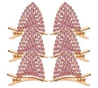 Hemobllo Pince à Cheveux Oreilles de Chat Saint-valentin 6 Pièces en Alliage Léger Strass, Barrettes Roses Solides pour Filles Retour la Maison