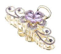 Hemobllo Pince à Mâchoire Grosse Pourpre en Alliage avec Éclats, Design Fleur Brillant, Grip Ferme et Résistance la Déformation, Accessoire de Coiffure Élégant