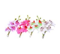 Hemobllo Pinces à Cheveux Orchidée Phalaenopsis Décoration de Fleur Élégante Lot de 4 en Tissu et Métal Couleur Aléatoire Accessoires Cheveux Femme pour Fête Musicale ou