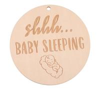 Hemobllo Plaque De Porte Bébé Qui Dort En Bois Signe Indiquant Que Bébé Dort Diamètre 15 Cm Décoration Présent Baby Shower Garçon