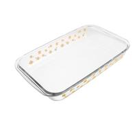 Hemobllo Plat Verre Résistant Au Four Rectangulaire à Motif Marguerite Plat de Cuisson Polyvalent pour Rôtir Cuire Au Four et Servir Poissons et Viandes