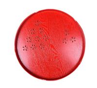 Hemobllo Plateau à Thé en Bois Creux Rouge Ajouré Rond pour Mariage 1 Pièce Accessoire Décoratif Pratique pour Cérémonie du Thé Fête et Réception