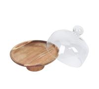 Hemobllo Plateau Alimentaire Plateau à Gâteau Unique en Bois Naturel avec Cloche en Verre pour Fruits et Biscuits Lors D'événements et Fêtes D'anniversaire