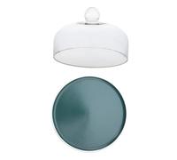 Hemobllo Plateau Céramique Mat avec Couvercle Verre Plateau Snack Style Scandinave Élégant pour Cuisine et Restaurant pour Fruits Pâtisseries et Apéritifs