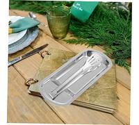 Hemobllo Plateau de Service Inox Acier Poli Miroir Plateau de Rangement Léger et Pratique pour Cuillère Snacks et Buffet Design Simple et Facile à Nettoyer