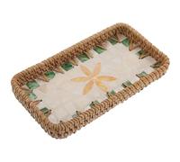 Hemobllo Plateau de Service Rectangulaire en Rotin Tressé Coquillages Décoratifs, Petit Modèle 21,6 X 11,7 Cm, Organisateur Multifonction pour Cosmétiques et Parfums, Panier Rangement