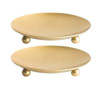 Hemobllo Plateau Décoratif Rond en Fer Or pour Bougies, Lot de 2 Pièces Résistant à Haute Température, pour Décoration Mariage et Centre de Table Élégant