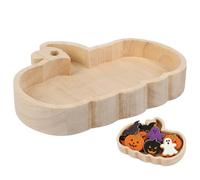Hemobllo Plateau en Bois de Citrouille Khaki, Plateau de Présentation Polyvalent et Facile à Ranger, pour Repas Formels et Décoration Dhalloween