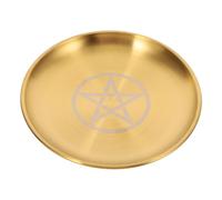 Hemobllo Plateau Métal Wicca Pentagramme Doré Élégant pour Cérémonie Religieuse, Support Bracelet Bijoux et Accessoire Sorcière Halloween en Fer Décoratif et Rangement