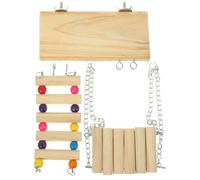 Hemobllo Plateforme en Bois avec Balançoire et Échelle pour Oiseaux Accessoire d'exercice Dressage Beige pour Perruches et Perroquets en Cage