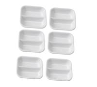 Hemobllo Plats à Trempette en Céramique Blanche 8 Cm à 2 Compartiments, Lot de 6, Vaisselle Japonaise pour Assaisonnement, Usage Maison, Pique-niques et Voyage