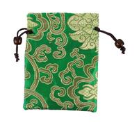 Hemobllo Pochette à Bijoux Brocart Brodé Chinoise Verte 10x13 Cm Cordon de Serrage, Rangement Polyvalent pour Bols Chantants, Bijoux et Petits Objets, Paquet Présent Léger et Portable