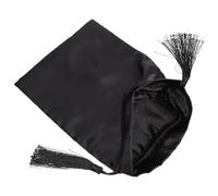 Hemobllo Pochette Présent à Cordon avec Pompons en Tissu Noir, Paquet Fourre-tout Multifonction Sécurisé avec Double Cordon Plat pour Maquillage et Rangement