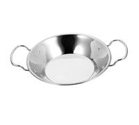 Hemobllo Poêle Wok Inox Double Poignée Cuisiner Maison Résistant Usure Surface Lisse Anti-brûlure pour Hot Pot Fruits de Mer Induction