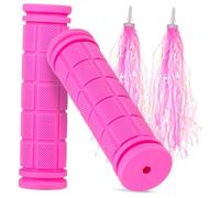 Hemobllo Poignées de Guidon Vélo Antidérapantes Caoutchouc Franges Roses Accessoires Vélo pour VTT Draisienne et Trottinette
