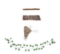Hemobllo Pont d'escalade pour Reptiles 4 Pièces Hamac Triangulaire, Pont en Bois Naturel, de Mousse Artificielle et Décorations Herbacées, Accessoire Habitat pour Dragon Barbu