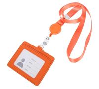Hemobllo Porte-badge Horizontal en Pu Orange avec Lanière Ajustable Rétractable pour Badge D’identification, Protège-cartes Bureau, Accessoires Badges Polyvalents, Usage Professionnel