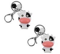 Hemobllo Porte-clés Accessoire Décoratif Design Léger en Plastique et Alliage Amusant Vache Dessin 2 Pcs avec Cloche pour Paquet ou Porte-monnaie