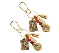 Hemobllo Porte-clés en Laiton du Nouvel An Chinois 2026 - Lot de 2 Porte-clés Zodiaque Cheval Pièces Wu Lou Décoratives - Souvenir Feng Shui pour Porte-paquet, Symbole de Richesse