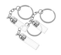 Hemobllo Porte-clés Flacon De Parfum Verre Transparent 3 Pcs Bouchon Acrylique Argenté Brillant, Mini Flacon Rechargeable Pour Huiles Essentielles Voyage