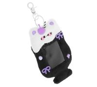 Hemobllo Porte-clés Peluche Porte-cartes Photo Kpop Chat Noir Mignon Étui Transparent Creux Protecteur Badge Suspendu pour Cartes Identité et Bus