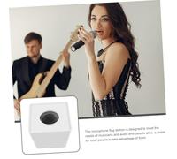 Hemobllo Porte-Microphone Stable pour Interview avec Logo Personnalisable en Plastique et Mousse adapté aux conférences de Presse et réunions d'entreprise trapèze Blanc