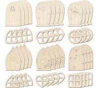 Hemobllo Portes de Maison de Fées et Surface Lisse Lot de 48 en Bois Non Peintes Matériau Bois Sûr pour Peinture et Décoration Créative pour Projets Artisanaux DIY
