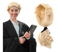 Hemobllo Postiche de Juge Homme Cheveux Synthétiques Longs Blond Clair Taille Ajustable Accessoire Costume Cosplay Halloween et Représentation Historique Postiche Vintage Réaliste