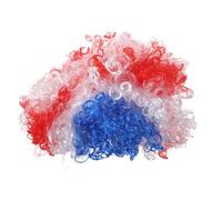 Hemobllo Postiche Duveteuse aux Couleurs du Drapeau Américain Accessoire de Déguisement Patriotique Unisexe Fibre PET Douce Taille Unique pour Supporter Football Fêtes et Cosplay
