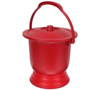 Hemobllo Pot de Chambre pour Mariage Grand Modèle Couvercle Crachoir Domestique en Plastique Épais Rouge Base Antidérapante Urinoir de Nuit Pratique pour Adultes et Personnes Âgées