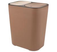 Hemobllo Poubelle à Double Compartiment Séparateur Humide Sec Bac Plastique PP pour Cuisine et Bureau Conteneur de Recyclage Domestique avec Ouverture Bouton Design Compact et Pratique