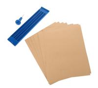 Hemobllo Présent Rentrée Tableau D'écriture en Braille 4 Lignes 28 Cellules avec Stylet et Papier, Matériel D'écriture Braille Polyvalent pour Écoles et Usage à Domicile