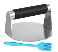 Hemobllo Presse à Steak Acier Inoxydable avec Manche Silicone Antidérapant et Pinceau Silicone pour Barbecue Outil Manuel Polyvalent pour Hamburgers Steaks et Grillades Couleur Aléatoire
