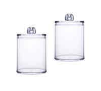 Hemobllo Ps Boîte de Rangement Cosmétique 2 Pièces Ronde Transparente | Style Mode, Pratique pour Cotons-tiges et Disques de Coton, Format Rond, Usage Familial ou Entre Amis