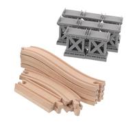 Hemobllo Rail De Train Bois Et Supports De Pont pour De Voies Ferrées Compatible Jeux De Train Bois